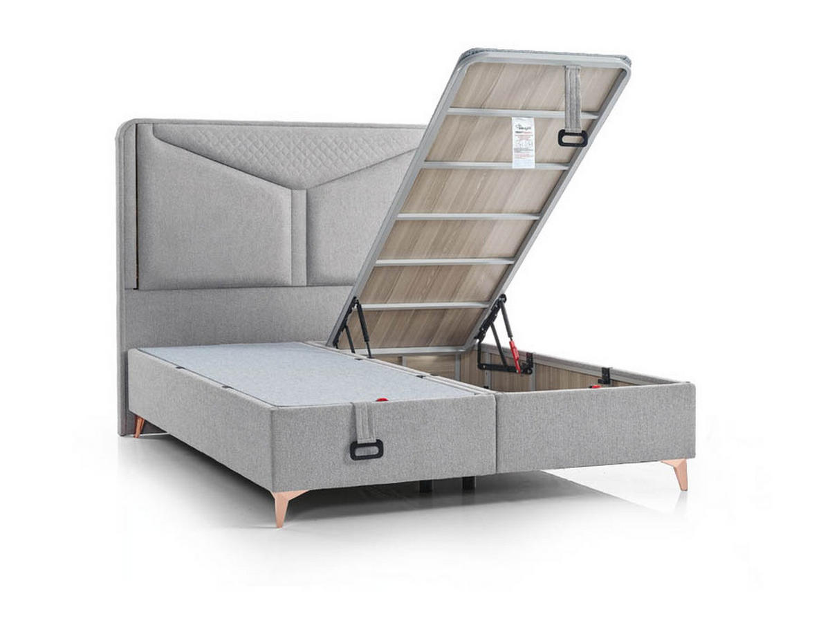 POLSTERBETTSET Bronz 140x200 Grau - Grau, Textil/Metall (140/200cm) - Villa Möbel