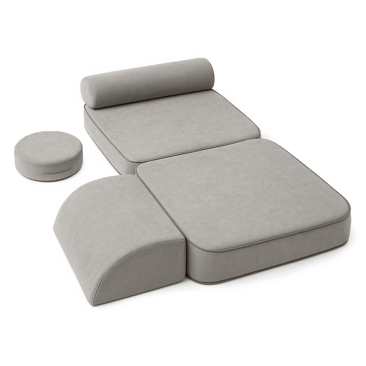 MODULARES Kindersofa 8 Elemente zweifarbig - Grau, Textil (120/50/60cm) - Bees & Blooms