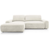 ECKSOFA 260 cm Cantara mit Cordstoff, Bettkasten, Links, Creme - Creme, Holz (264/162cm) - Emporius