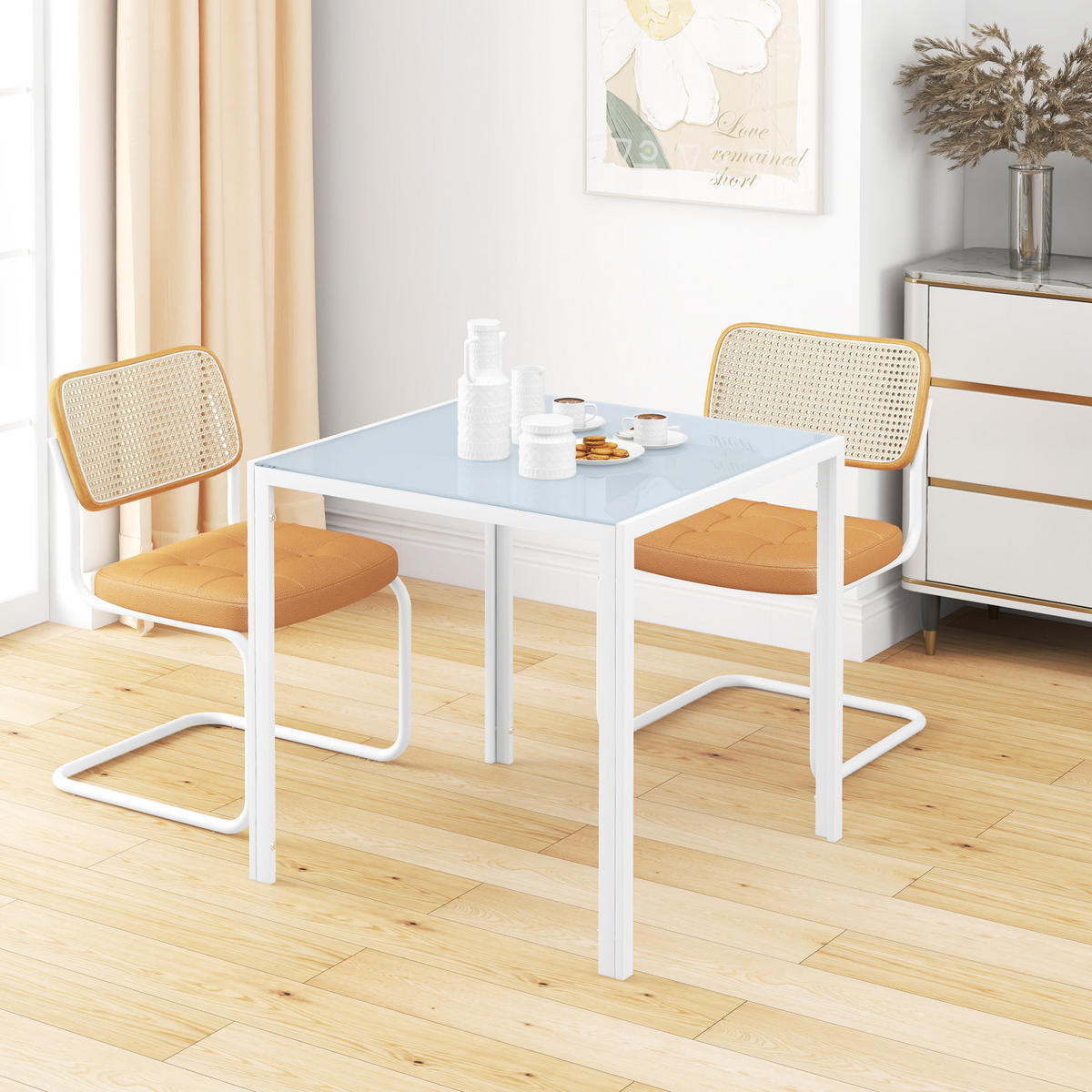 ESSTISCH Esszimmertisch Quadratischer Küchentisch für 4 Personen, Weiß - Weiß, Metall (75/75/75cm) - HOMCOM