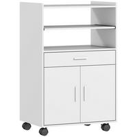 KÜCHENSCHRANK mit Rollen & Schublade Weiß - Weiß, Holzwerkstoff (40/92/59cm) - HOMCOM