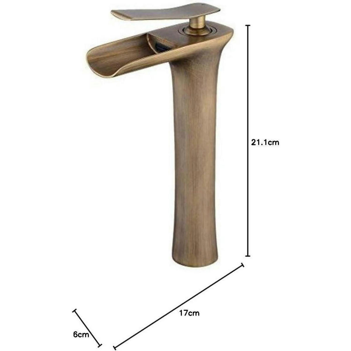 WASSERHAHN Becken Wasserfall Antik Messing - Bronzefarben, Metall (17/6/21.1cm)