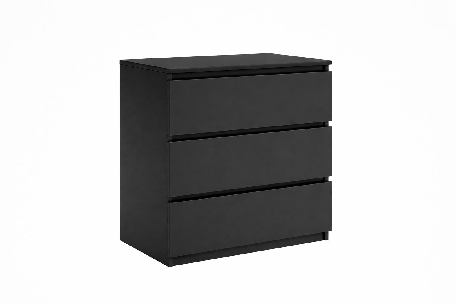 KOMMODE 3 Schubladen Schwarz - Schwarz, Holzwerkstoff (70/76/35cm) - EMIX24