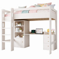 HOCHBETT 90/200 mit USB-C, Schreibtisch und Stauraum in Weiß - Weiß, Holzwerkstoff (90/200cm) - EVRYAE