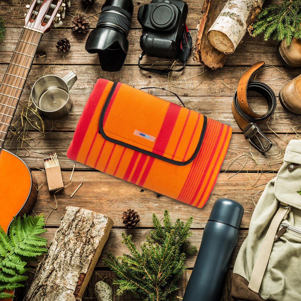 PICKNICKDECKE - Orange, Textil/Metall (200/200cm) - Relaxdays