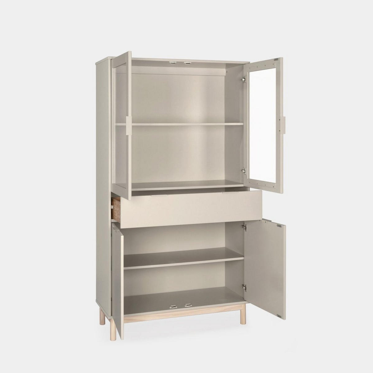 VITRINENSCHRANK DOPPELTER Elian Grau 95 cm x 170 cm - Grau, Holzwerkstoff (95/170/39cm)