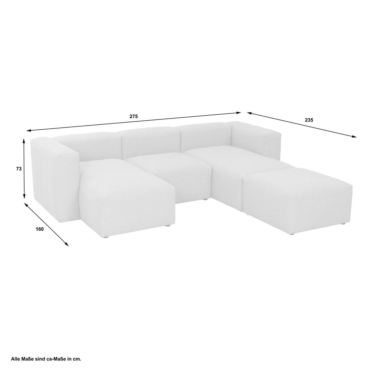 WOHNLANDSCHAFT 2 Kattrina Flachgewebe creme - Creme, Kunststoff (275/73/235cm) - 58aufmkessel
