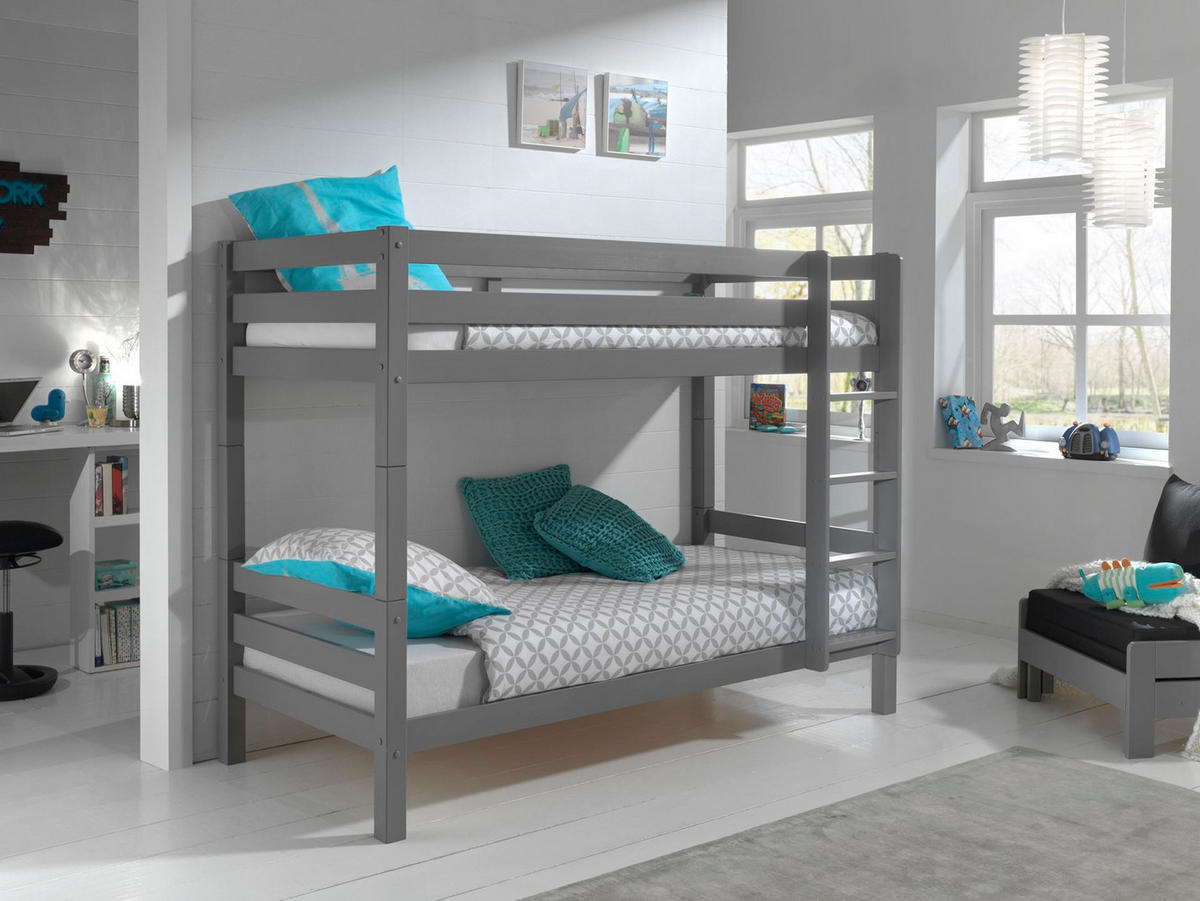 ETAGENBETT Karolina 210x161x105 aus Massivholz in grau - Grau, Holz (90/200cm) - 58aufmkessel