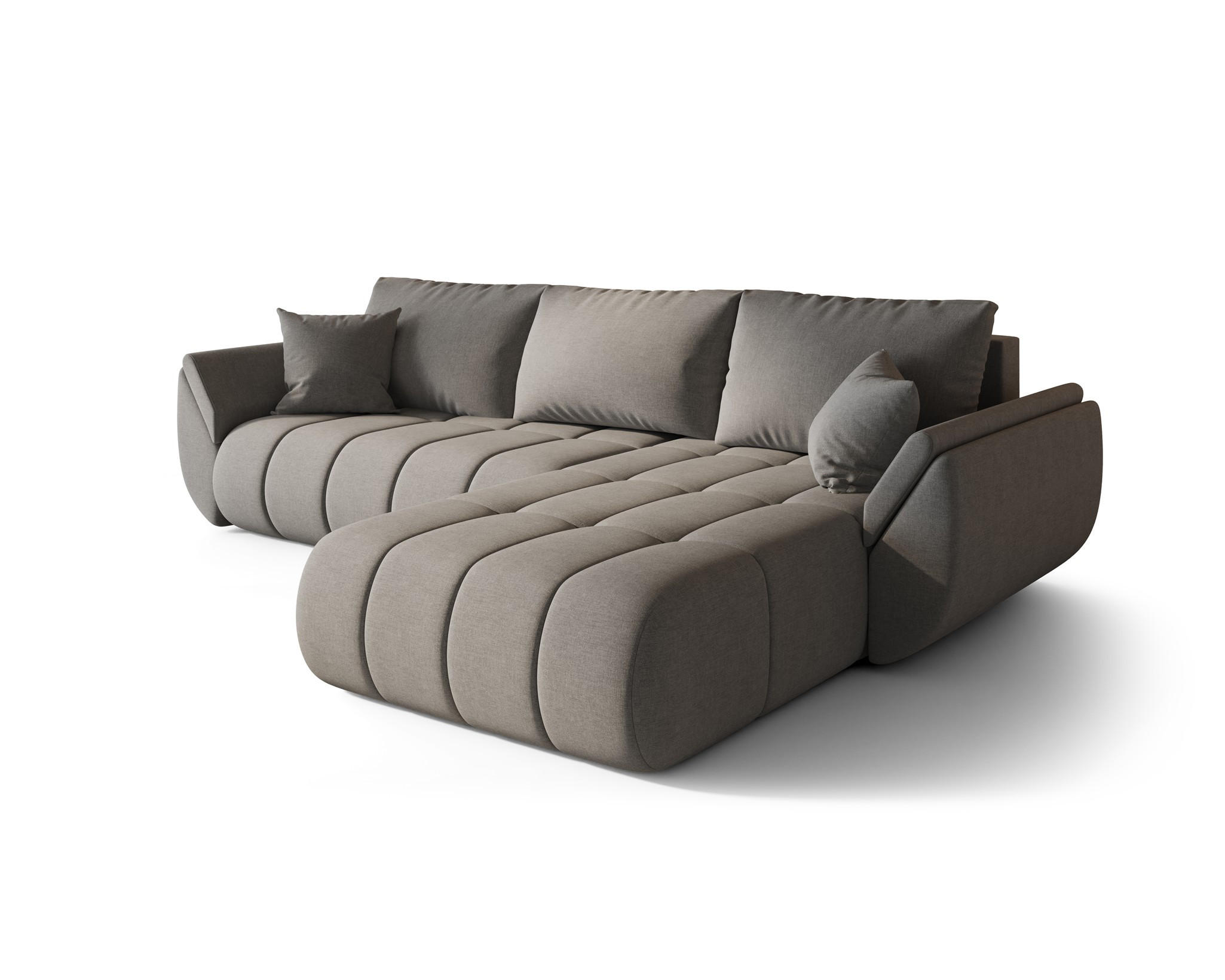 ECKSOFA Misato In Wind - Graubraun, Holzwerkstoff/Textil (280/175cm) - Fun Möbel