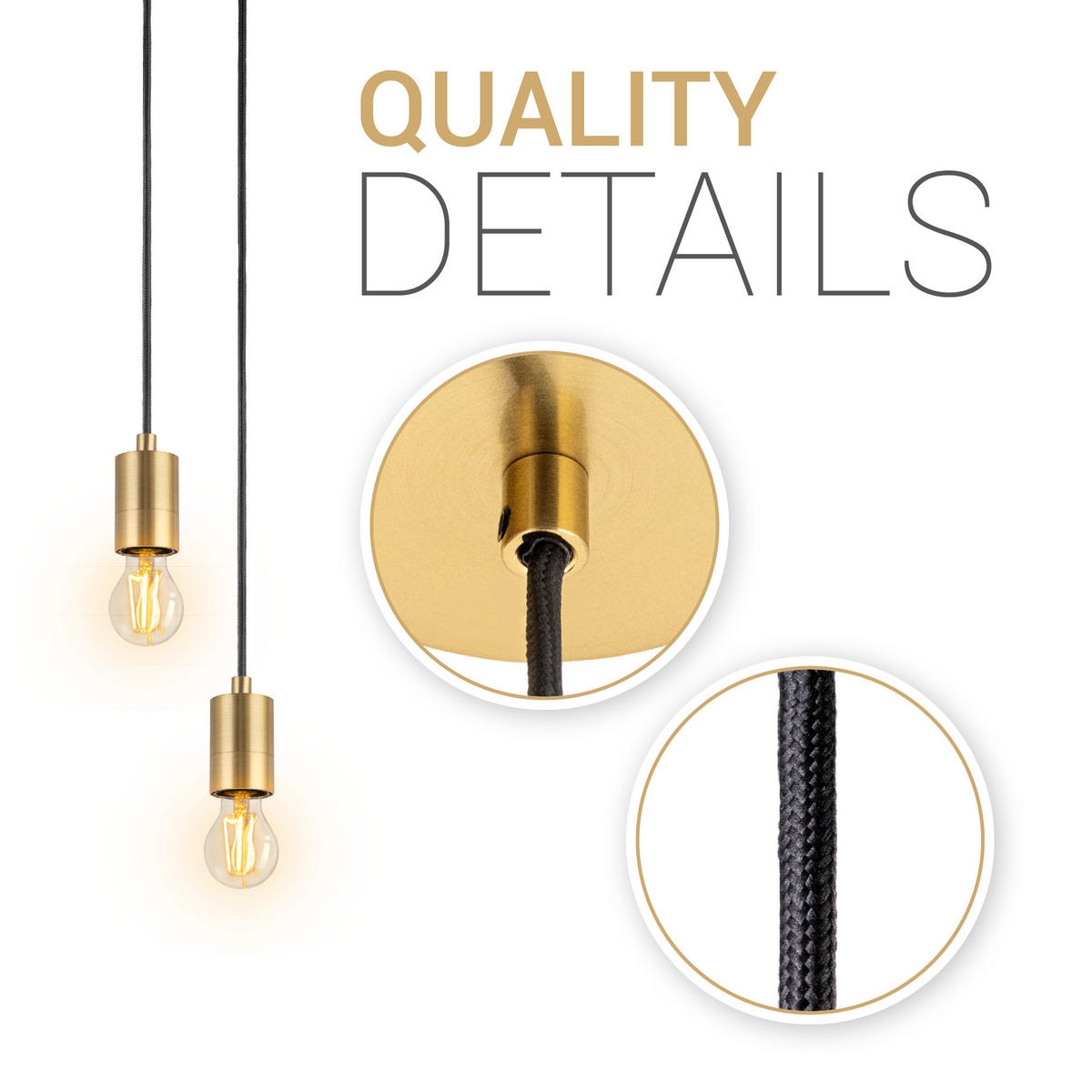 PENDELLEUCHTE Hugo - Messingfarben/Schwarz, Metall (4.4/4.4/6.5cm) - Paco Home