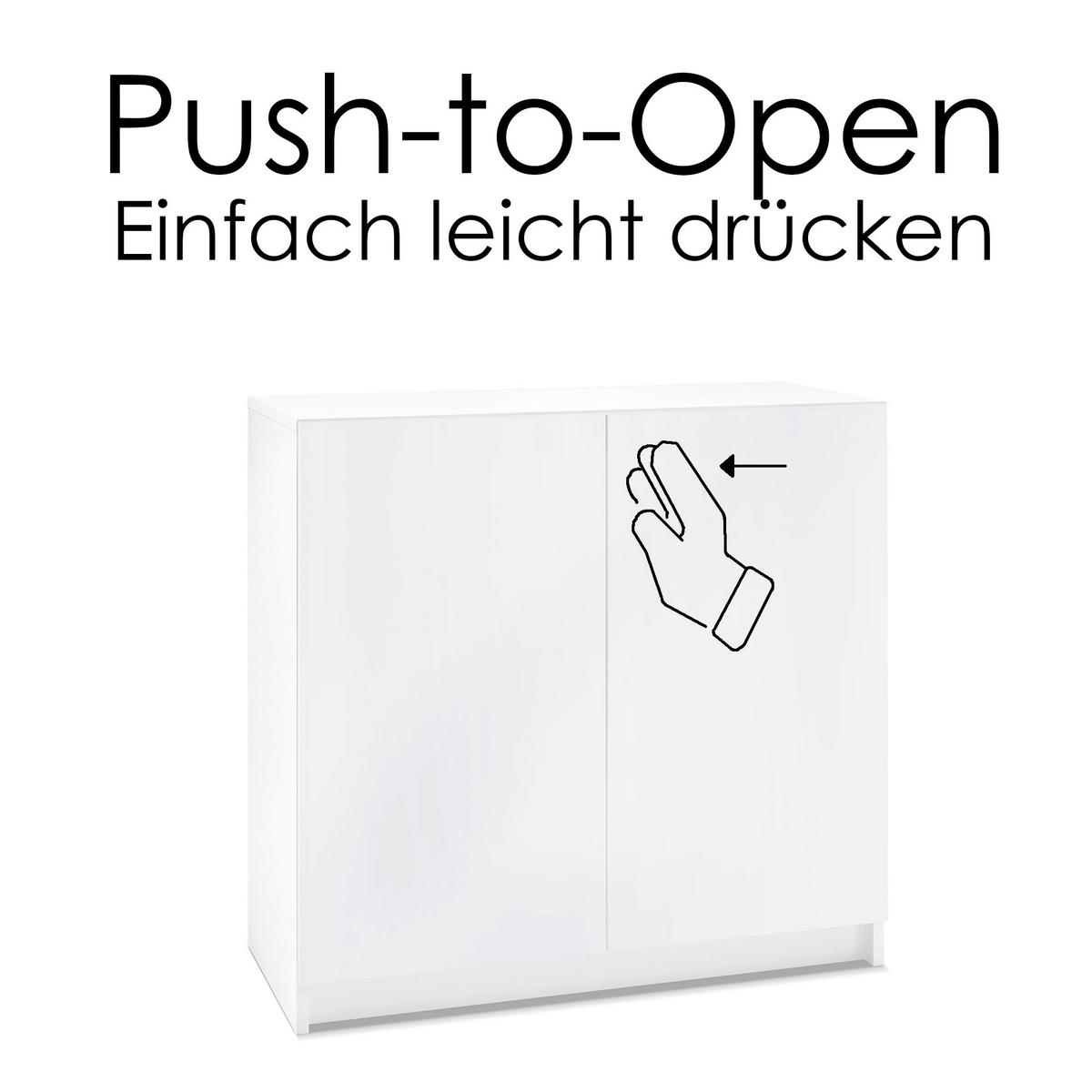 KOMMODE Elona, Büroschrank mit Soft-Close & Push-to-Open, Aktenschrank, Home Office & Büro, Weiß matt (82 x 78 x 37 cm) - Weiß, Holzwerkstoff (82/78/37cm) - InnoFurn