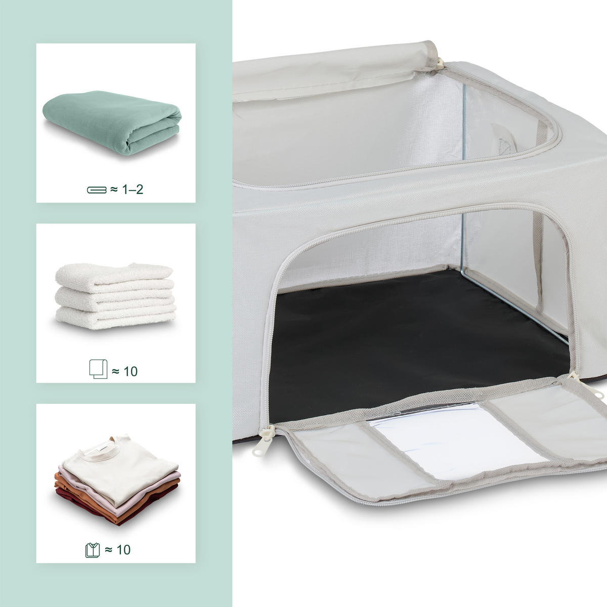 2XÚLOŽNÝ vak - sivá, kov/textil - Relaxdays