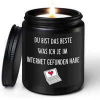 DUFTKERZE Sandelholz mit Spruch "Du bist das Beste was ich je im Internet gefunden habe", schwarz - Schwarz, Paraffin (9cm)