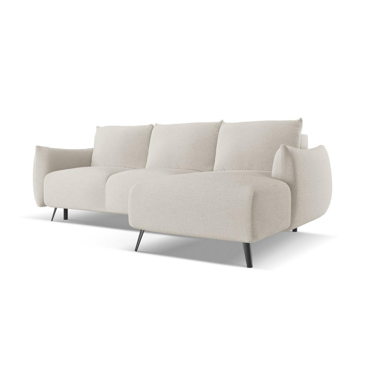 ECKSOFA mit Schlaffunktion Chenille Stoff Grau - Silberfarben/Schwarz, Textil/Metall (242/162cm) - LaMiaSofa