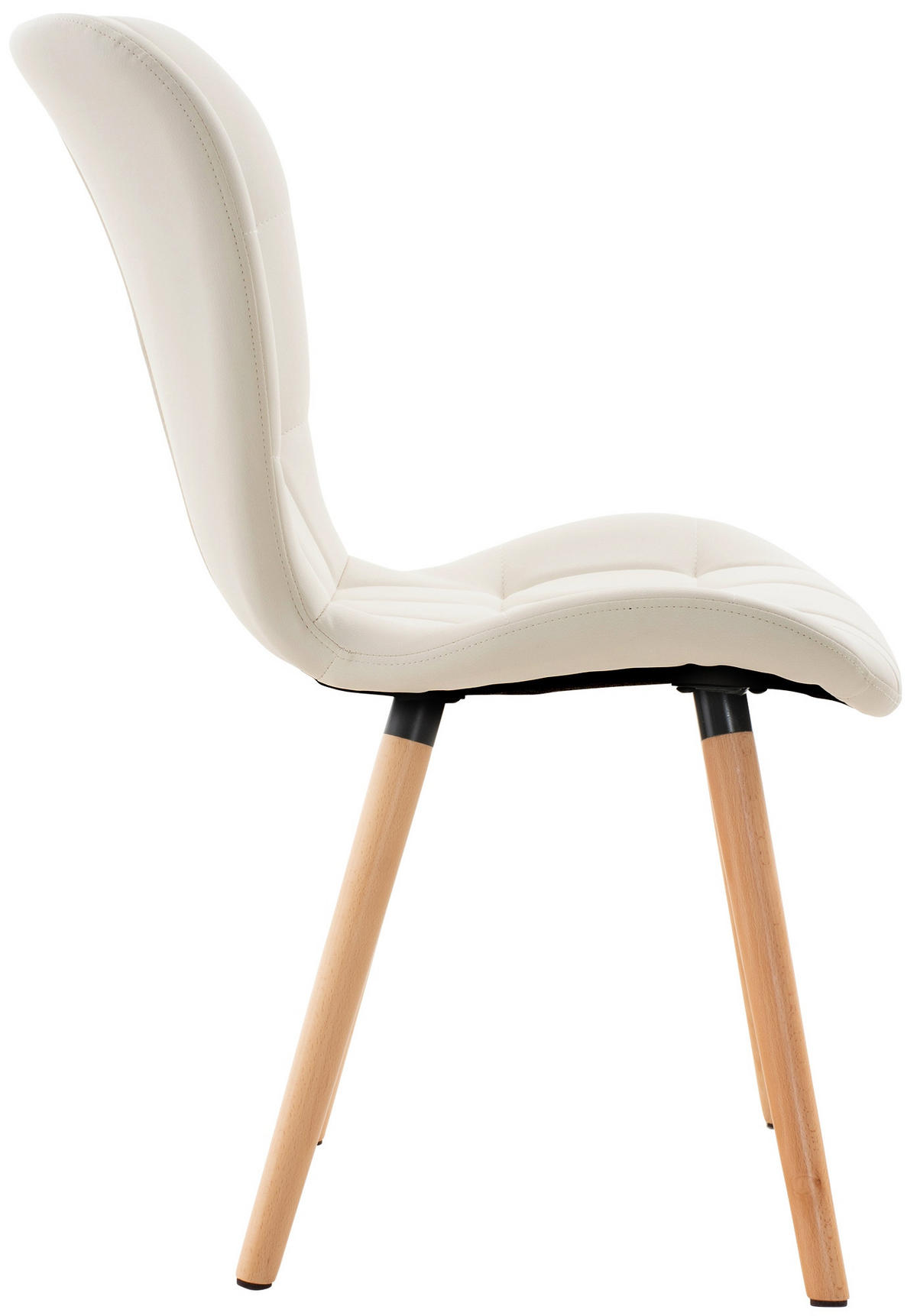 STUHL Lederlook weiß - Eukalyptusholzfarben/Weiß, Holz/Textil (50/88/63cm) - CLP