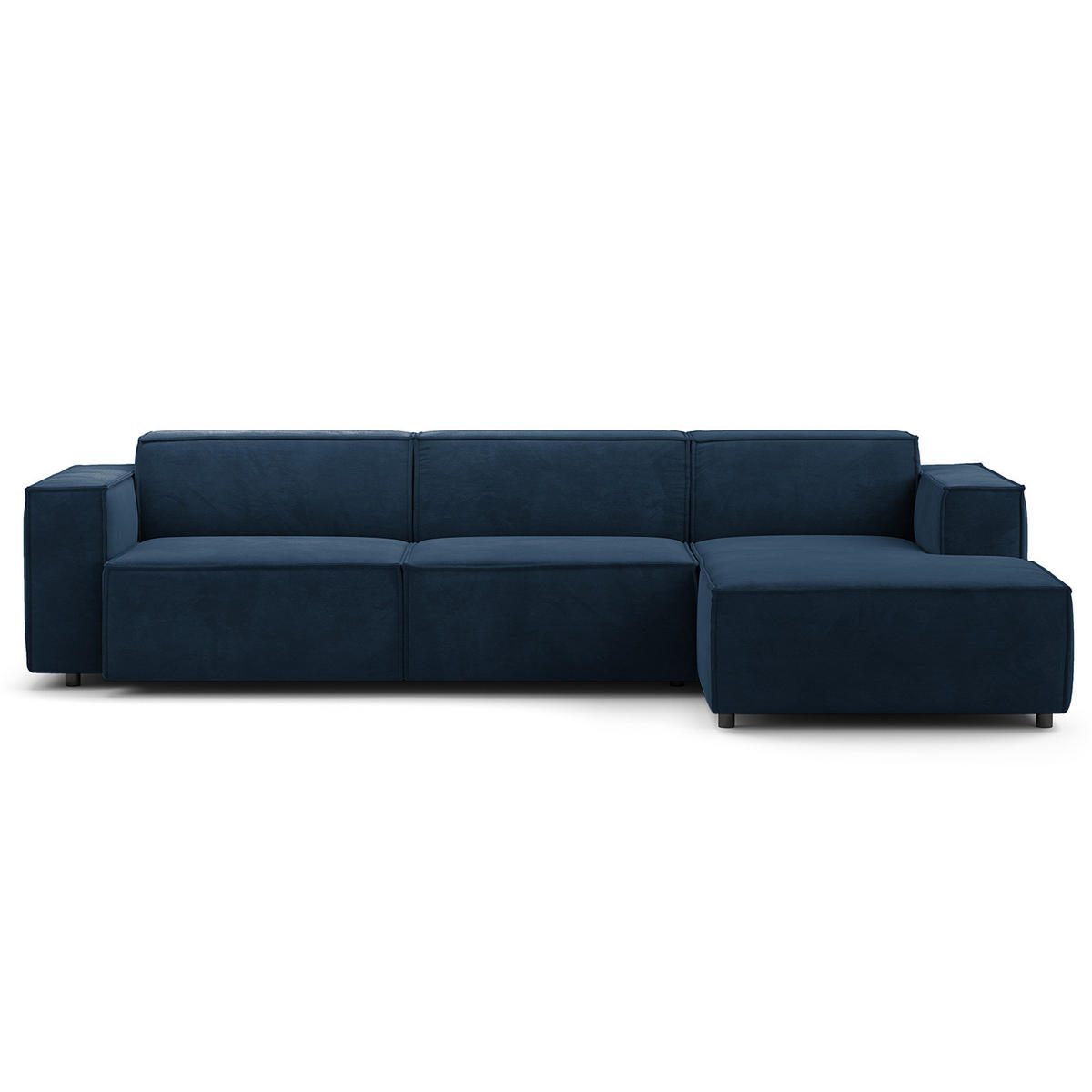 ECKSOFA mit Longchair - Schwarz/Dunkelblau, Kunststoff/Textil (294/177cm) - home24