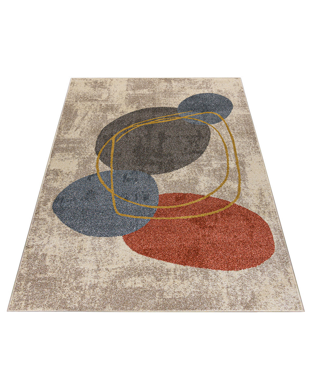 TEPPICH Beige Geometrisch In-Outdoor Pflanzlich Kurzflor Rechteckig 160 x 230 cm - Hellbraun/Blaugrau, Textil (160/230cm) - Mazovia