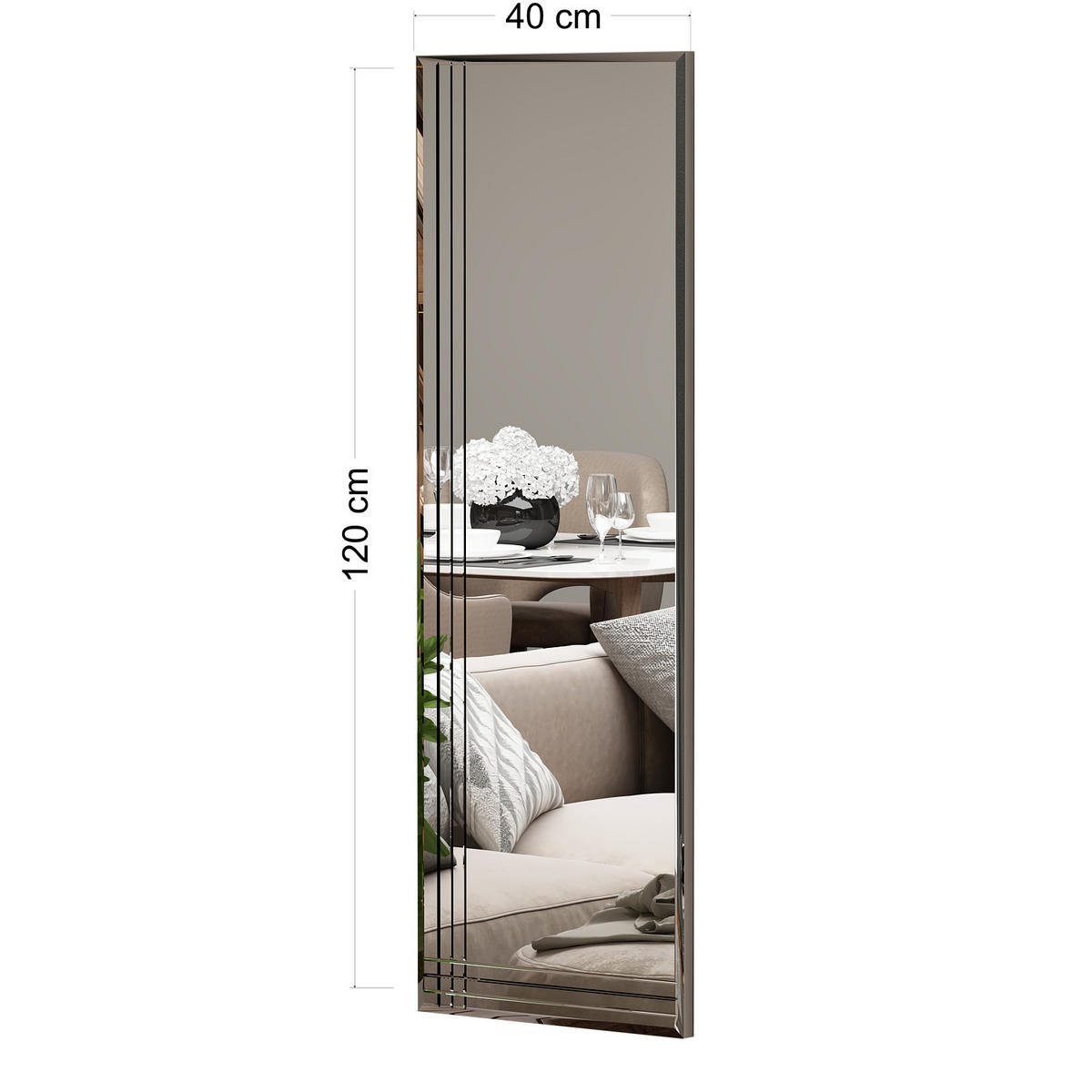 WANDSPIEGEL TROI OS 91164 - Silberfarben, Glas/Holzwerkstoff (40/120/2cm) - moebel17