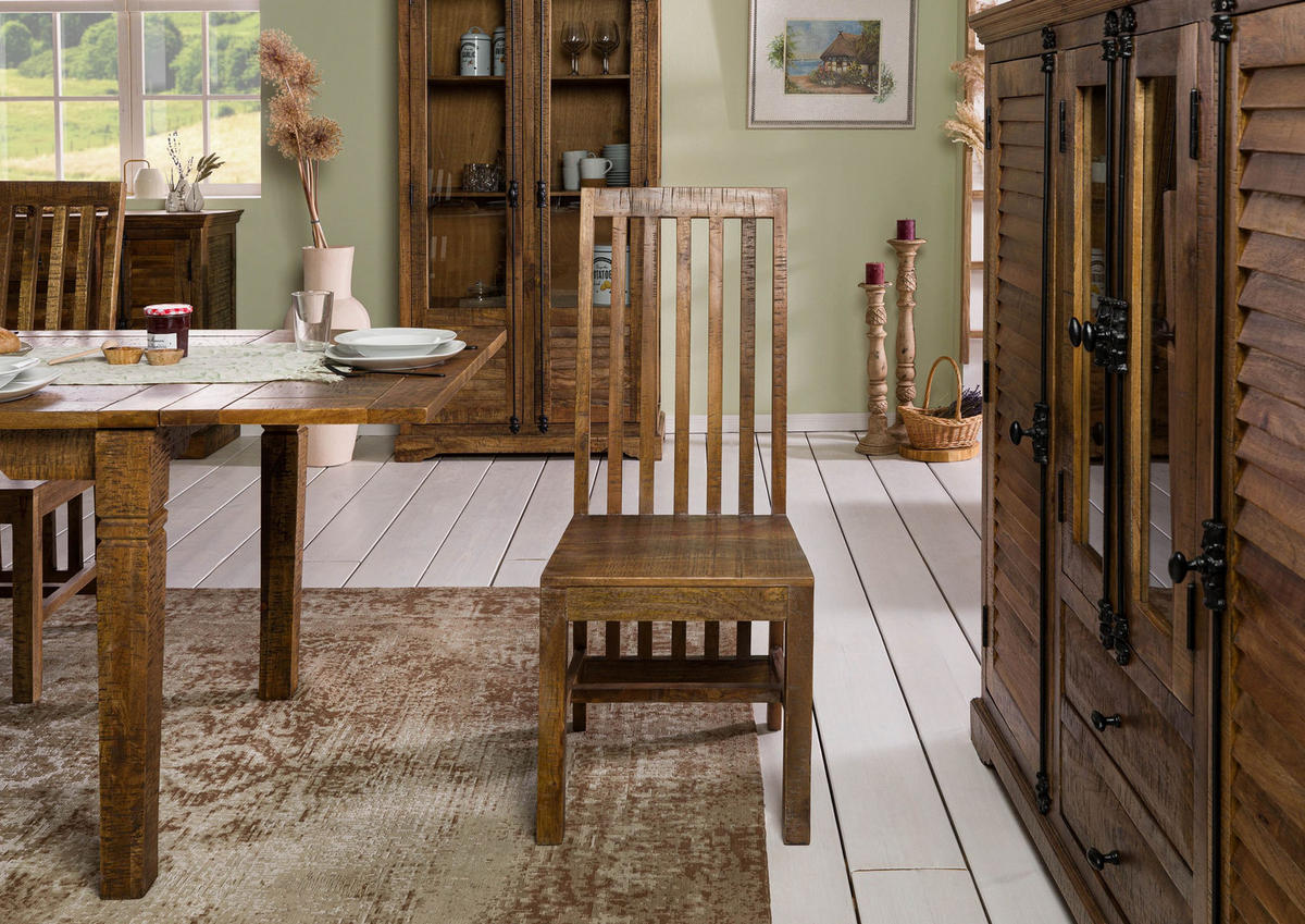 STUHL Massivholz 45 x 54 x 108 cm braun RODEZ - Braun, Holz (45/108/54cm) - Massivmoebel24