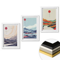 WANDBILDER 3er-Set - 20x30 cm Weißer Rahmen - Japanische Bergabstraktionen - Weiß, Kunststoff (20/30cm) - ArtPrintCave