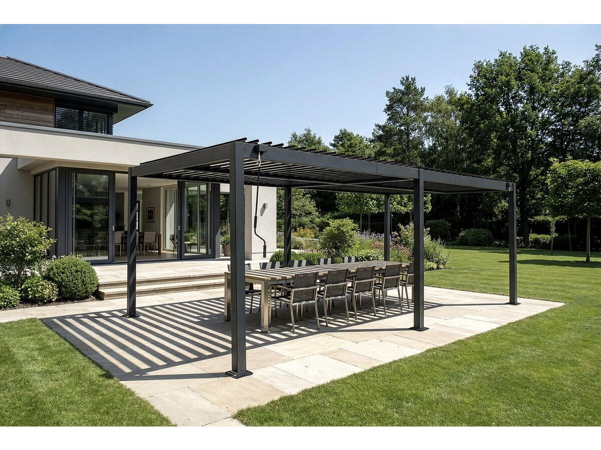 BIOKLIMATISCHE PERGOLA kensington Grau - Grau, Metall (299/220/588cm) - Habitat Garten