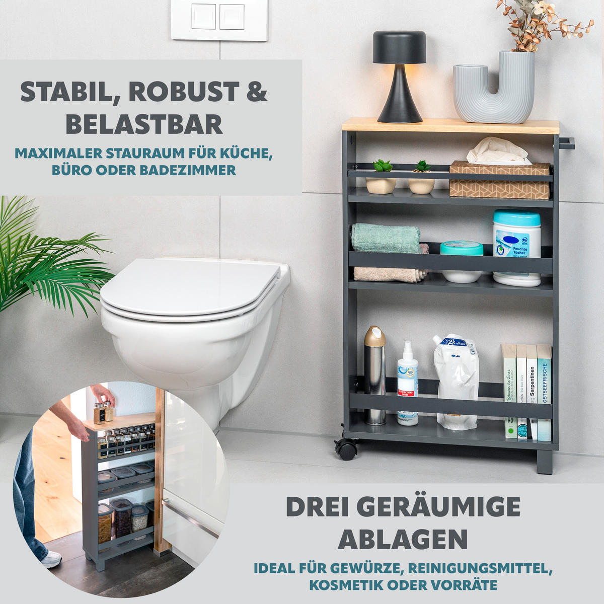 Grau, Holz (50/79/15cm) - eluno