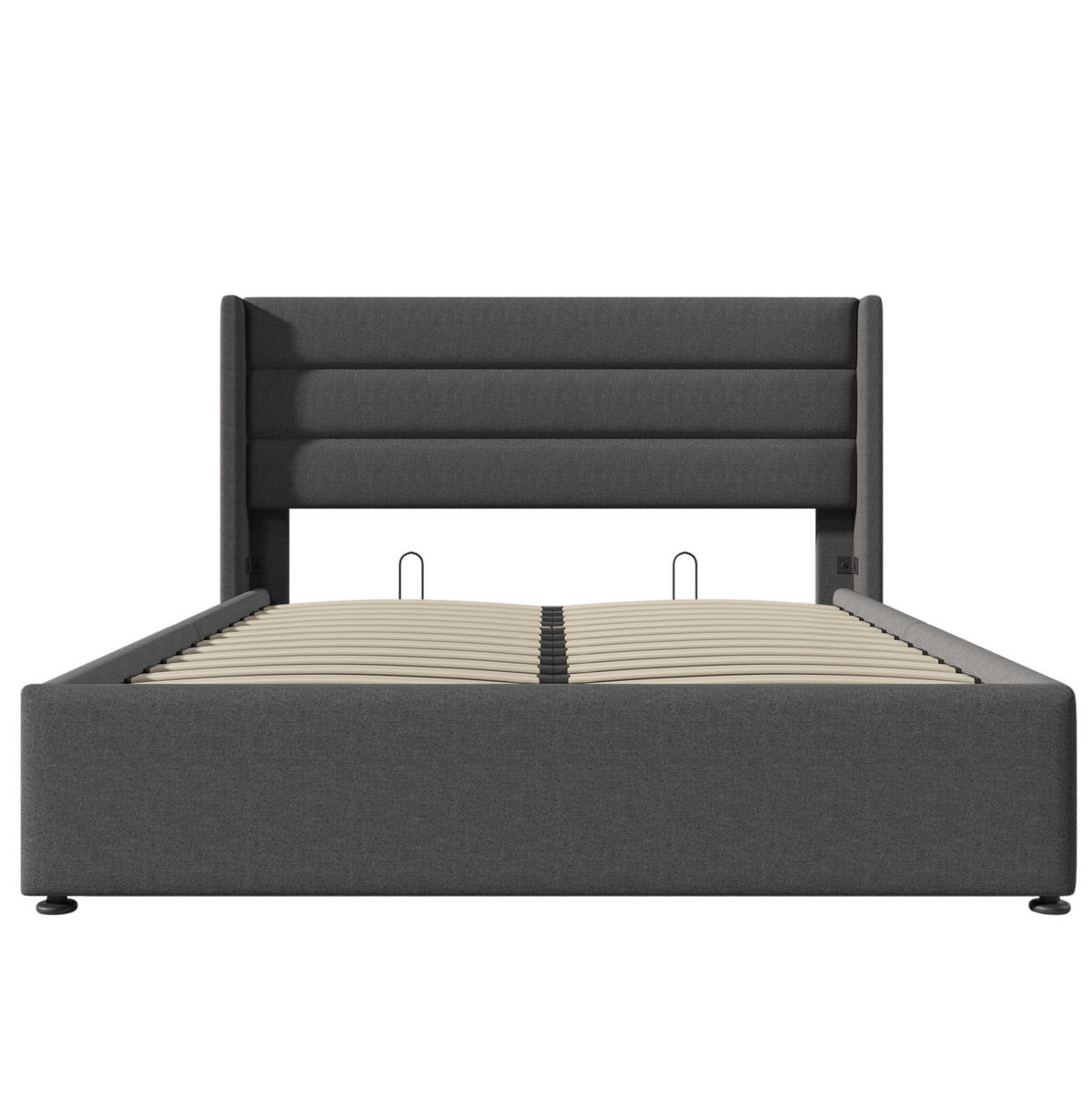 POLSTERBETT 140/200 cm Grau aus Leinen mit Stauraum - Grau, Textil (140/200cm) - OKMYHOME