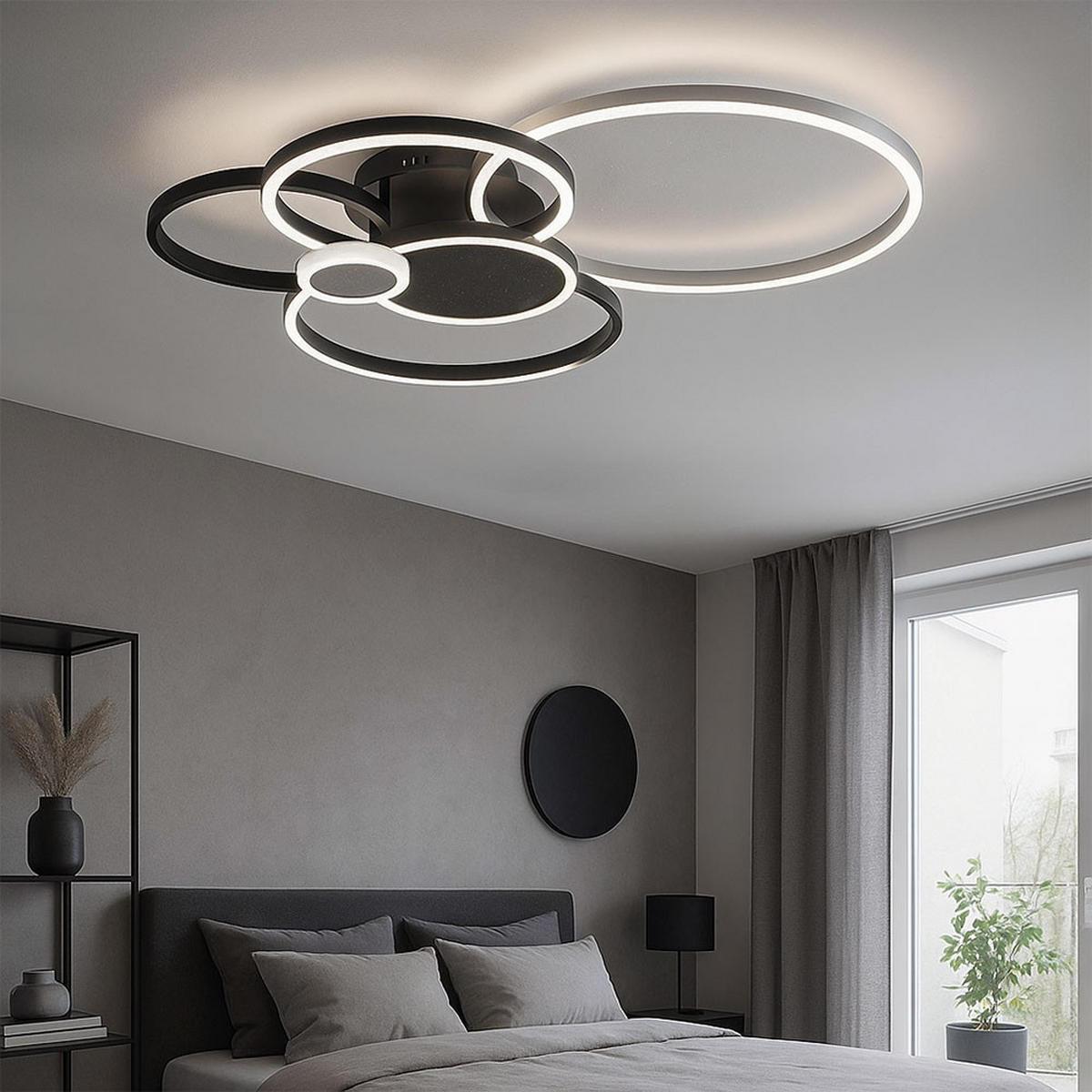 LED DECKENLEUCHTE Ring Design Schwarz - Schwarz, Metall (85/67/11.3cm)