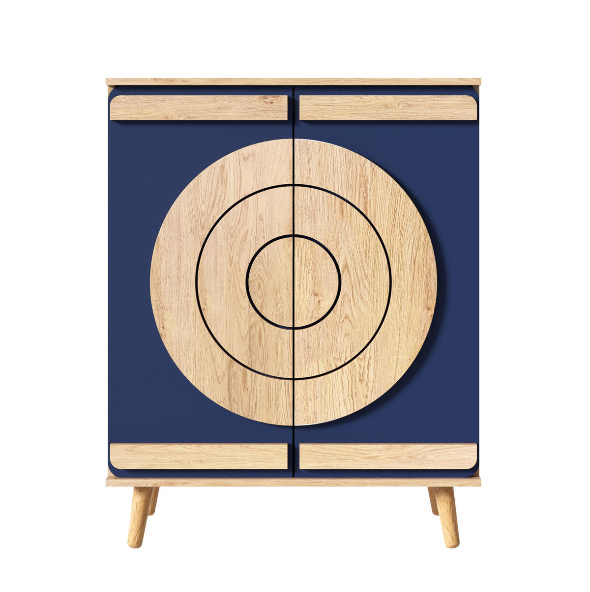 SCHUHSCHRANK 76/37/98,5 cm blau/natur aus Spanplatte mit Massivholzbeinen - Naturfarben, Holzwerkstoff (76/98.5/37cm) - OKWISH