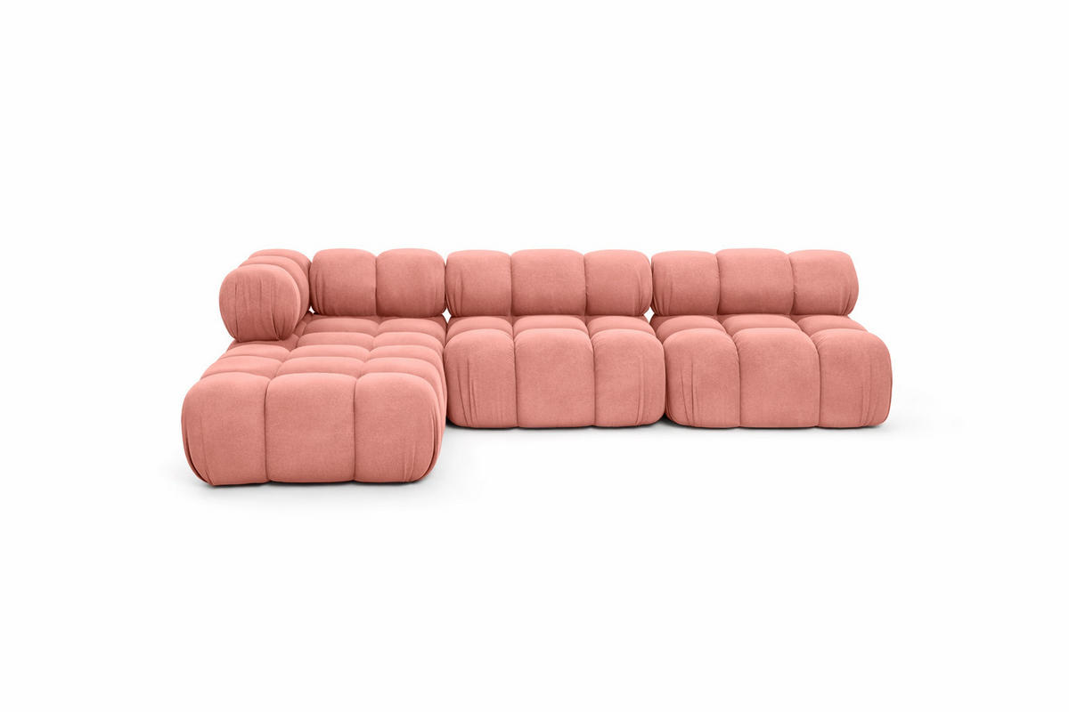 ECKSOFA L-Form Modulare, Veloursstoff Salvador, Rosa, Links, Selia - Rosa, Holz (285/160cm) - Kaiser Möbel