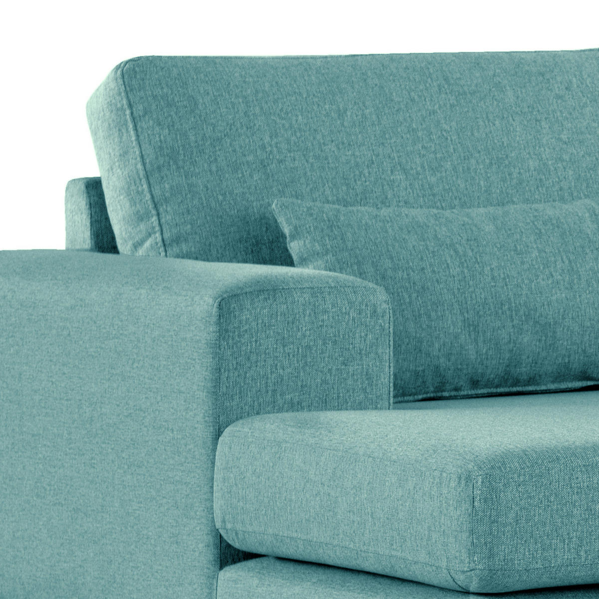 WOHNLANDSCHAFT mit Longchair - Eichefarben/Petrol, Eichenholz/Textil (371/81/219cm) - home24