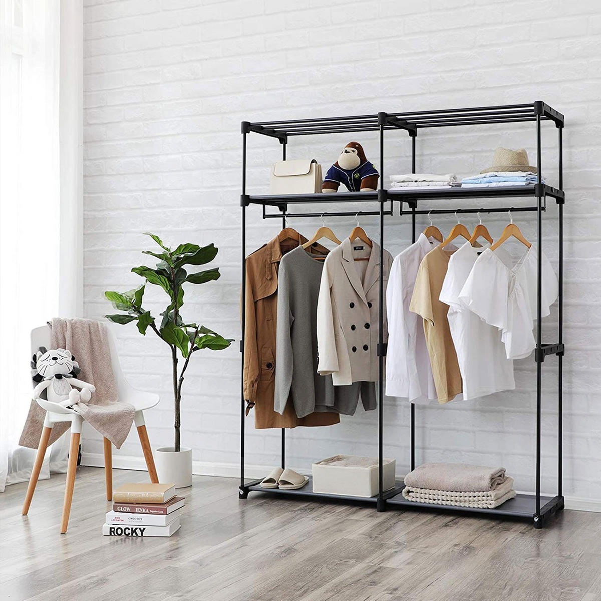 STOFFSCHRANK Antananarivo - Grau, Kunststoff (43/174/140cm) - Hansiro