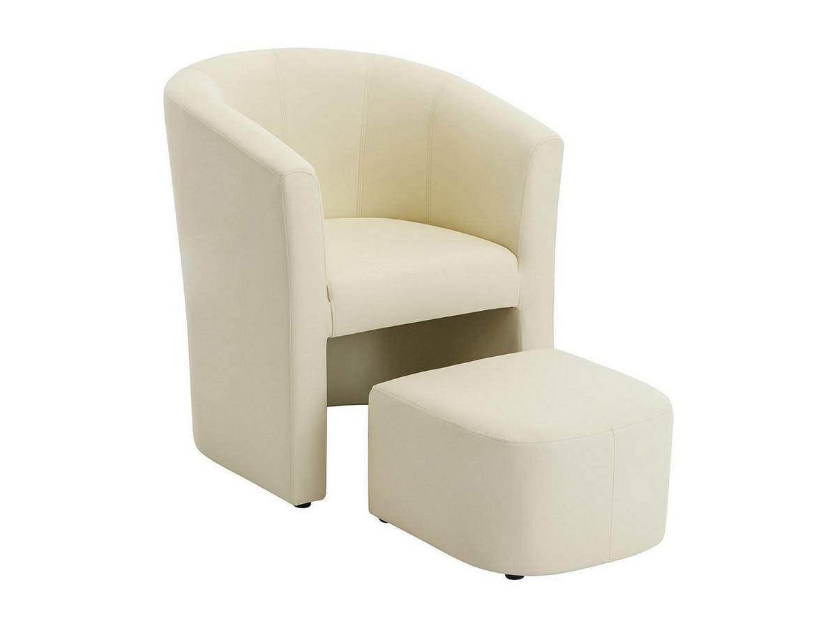 LOUNGE-SESSEL & Hocker - Kunstleder - Beige - JOVANA - Beige, Leder (65/74/64cm) - Vente-Unique