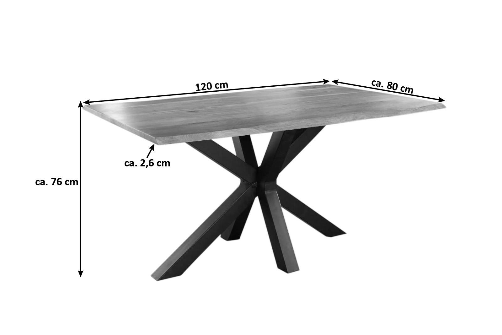 ESSTISCH SPYRO - Beige/Schwarz, Holz/Metall (80/120/76cm) - SAM