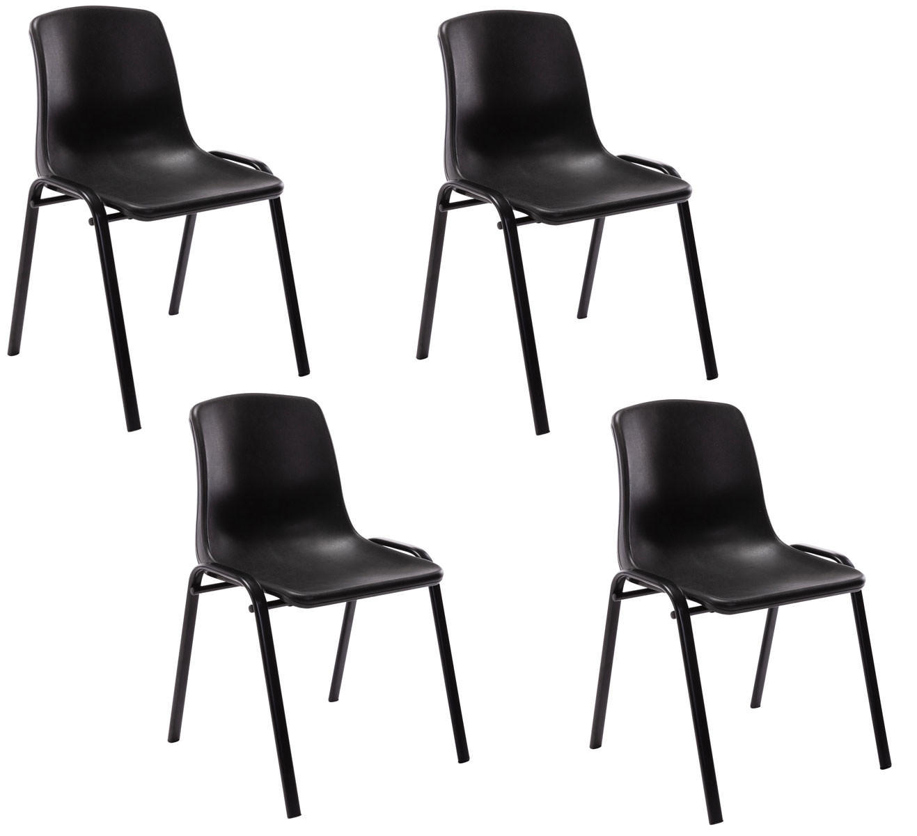 STUHL 4er Set Kunststoff schwarz - Schwarz, Kunststoff/Metall (47/76/52cm) - CLP