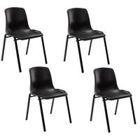 STUHL 4er Set Kunststoff schwarz - Schwarz, Kunststoff/Metall (47/76/52cm) - CLP