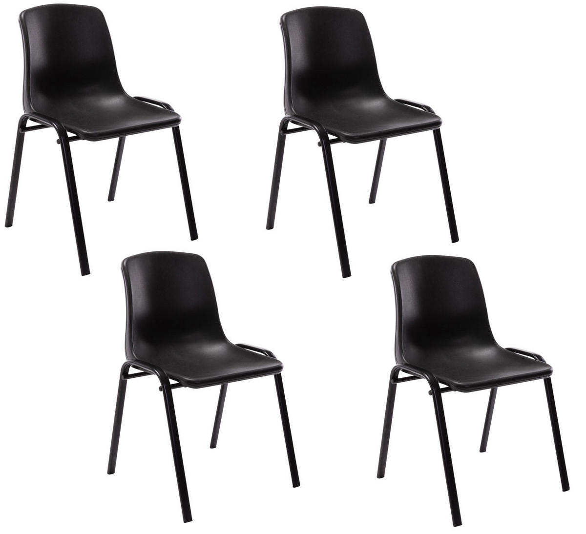 STUHL 4er Set Kunststoff schwarz - Schwarz, Kunststoff/Metall (47/76/52cm) - CLP
