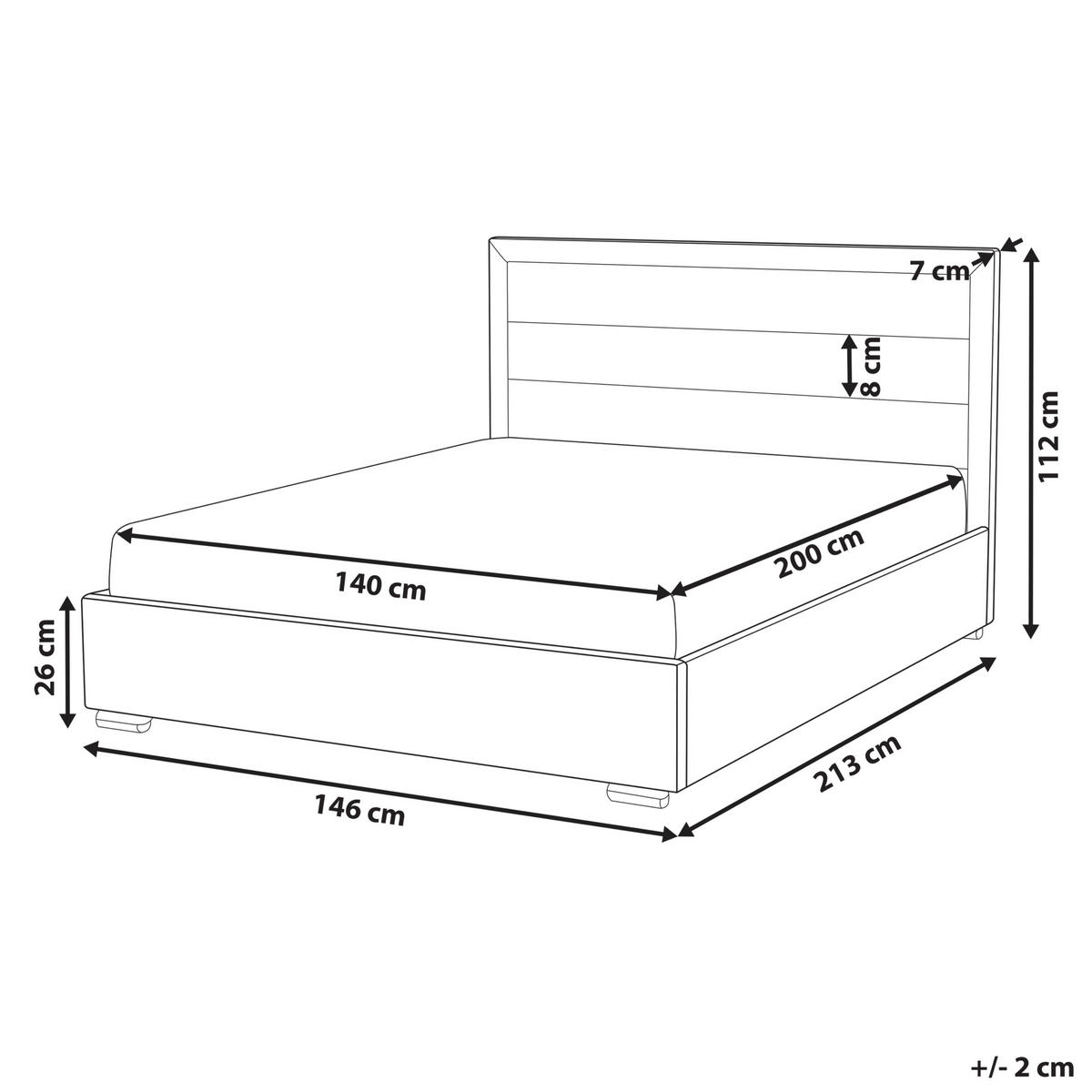 BETT mit Lattenrost 140/200 cm Taupe Rouen - Taupe/Schwarz, Textil (140/200cm) - Beliani