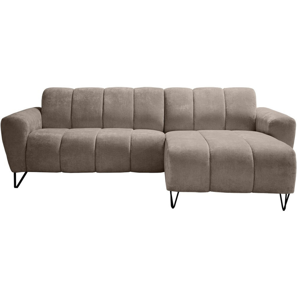 ECKSOFA Volare Mini ohne Schlaffunktion braun rechts, Vega-Stoff - Schwarz/Braun, Textil/Metall (256/165cm) - Beautysofa