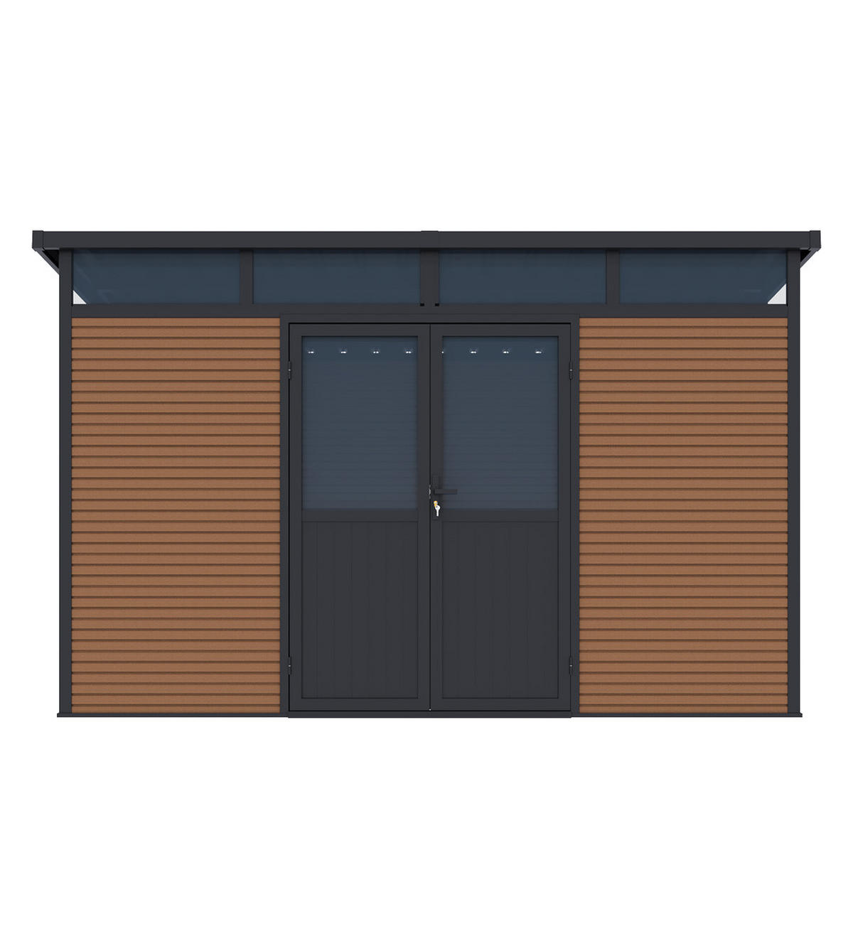 GARTENHAUS Aluminium & WPC 338/218/226 cm Teak - Braun, Metall (338/226/218cm) - WEIDE