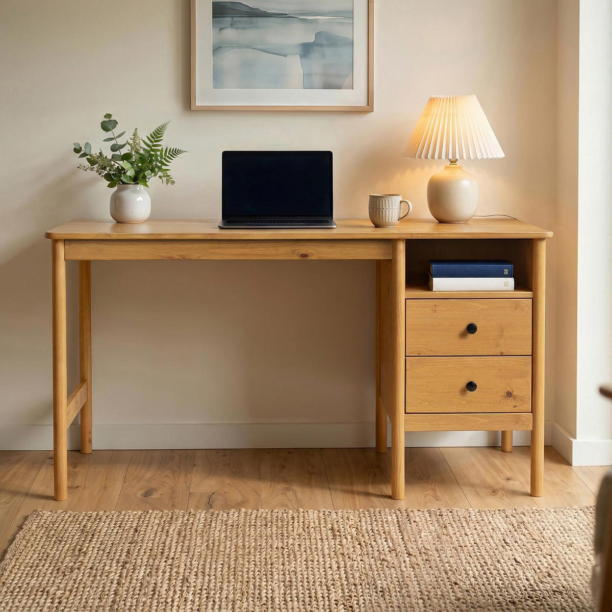 SCHREIBTISCH BOSSA Eiche - Eichefarben, Holz (54/150/76cm) - IDIMEX