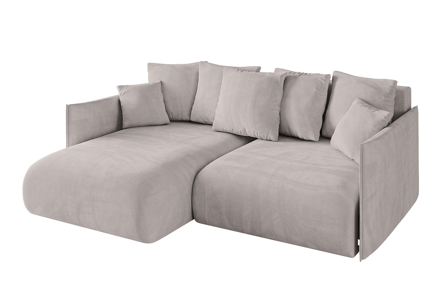 ECKSOFA Ottomane links ONESK-L 216x177x72 Hellbraun Velours - Hellbraun, Holzwerkstoff/Kunststoff (216/177cm) - ALTDECOR