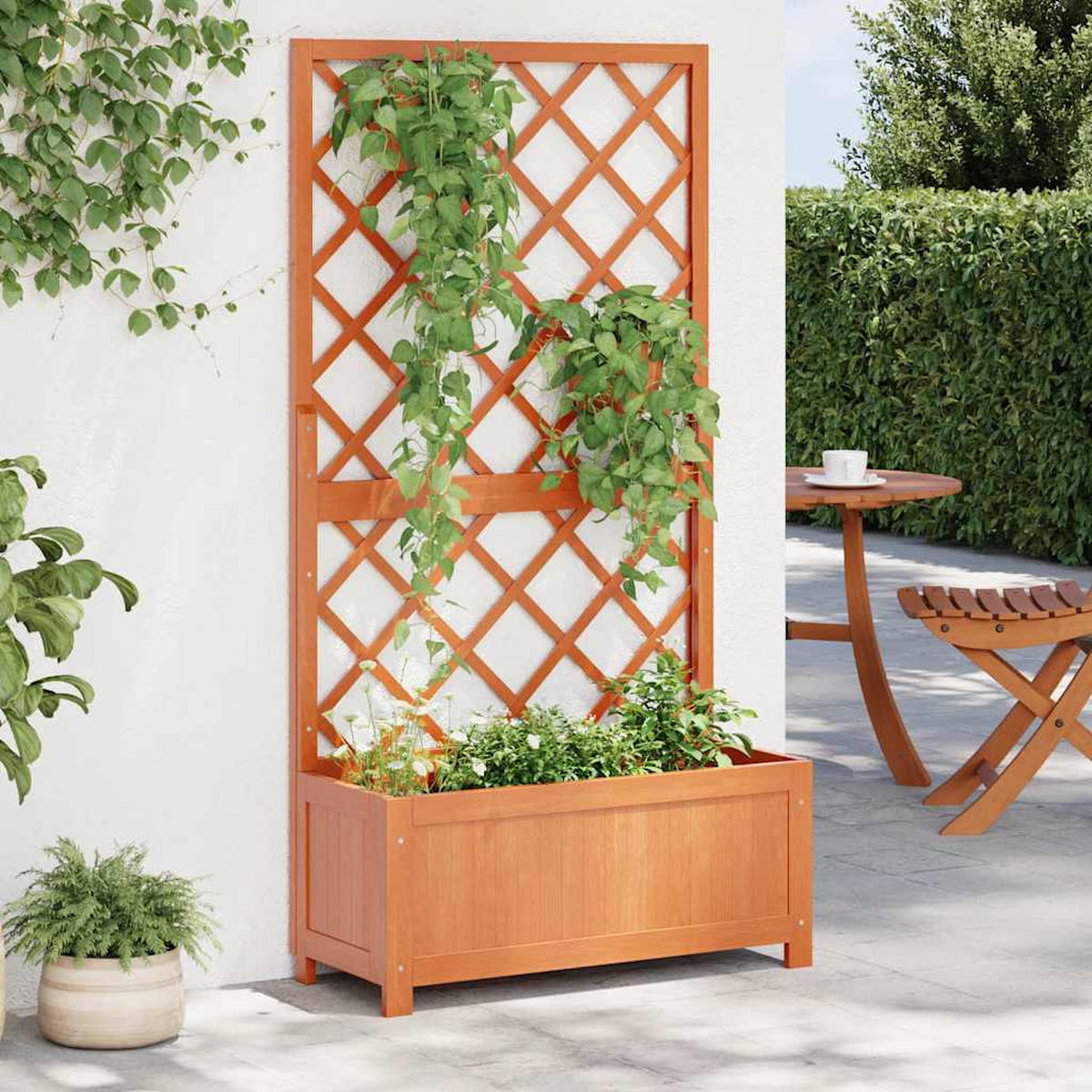 GARTEN-SPALIER Mit Blumenkasten Braun 70/30/135 Cm Tannenholz - Braun, Holz (70/135/30cm) - vidaXL