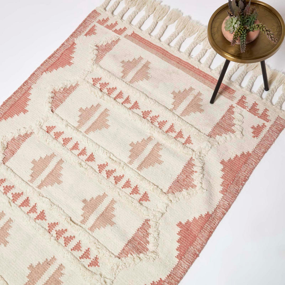 KELIM-TEPPICH Satara handgewebt 120/170 cm - Rosa, Textil (120/170cm) - Homescapes