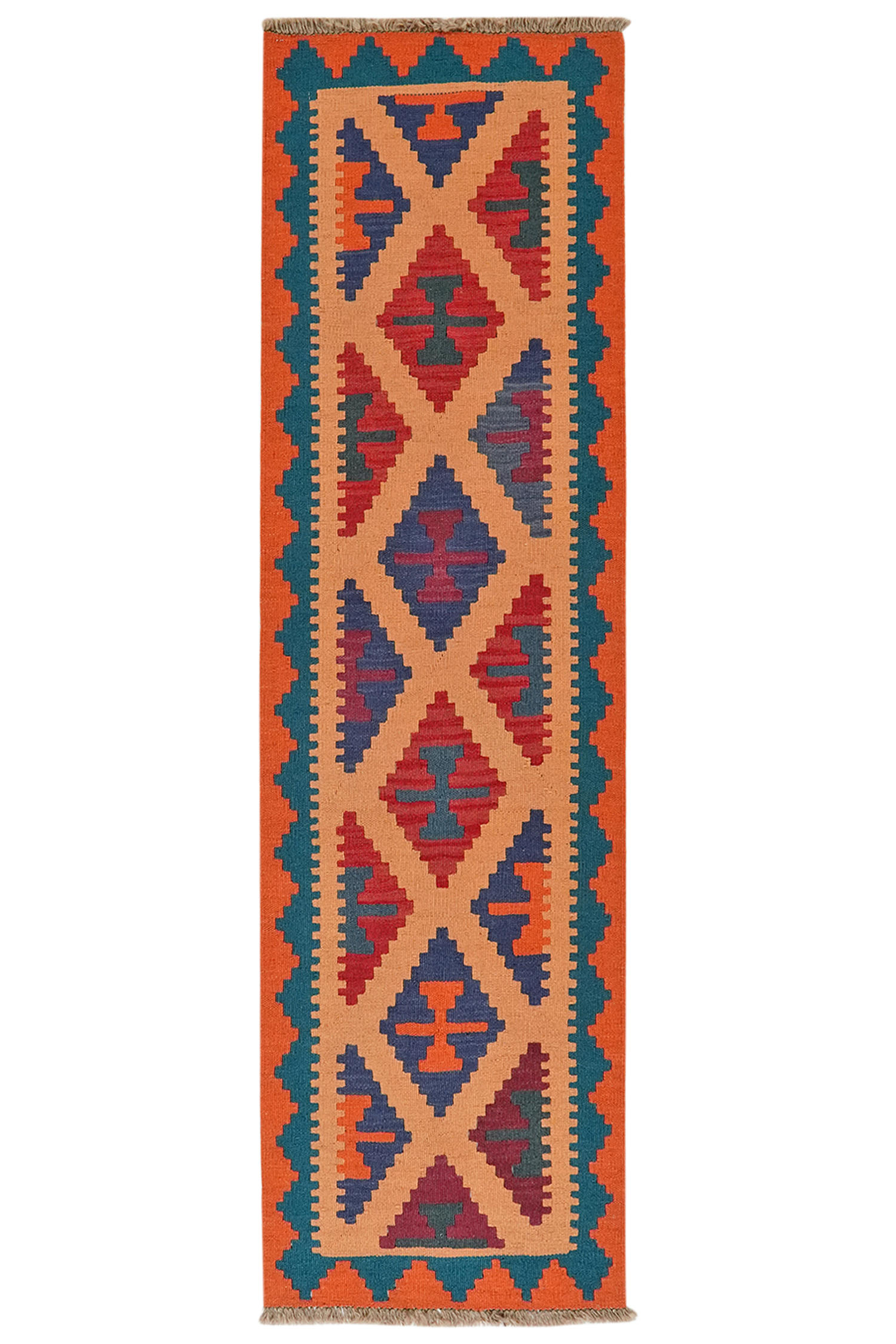 HANDWEBTEPPICH Kelim Gashgai Beige 196/57 cm Schurwolle - Beige, Textil (57/196cm) - Looma