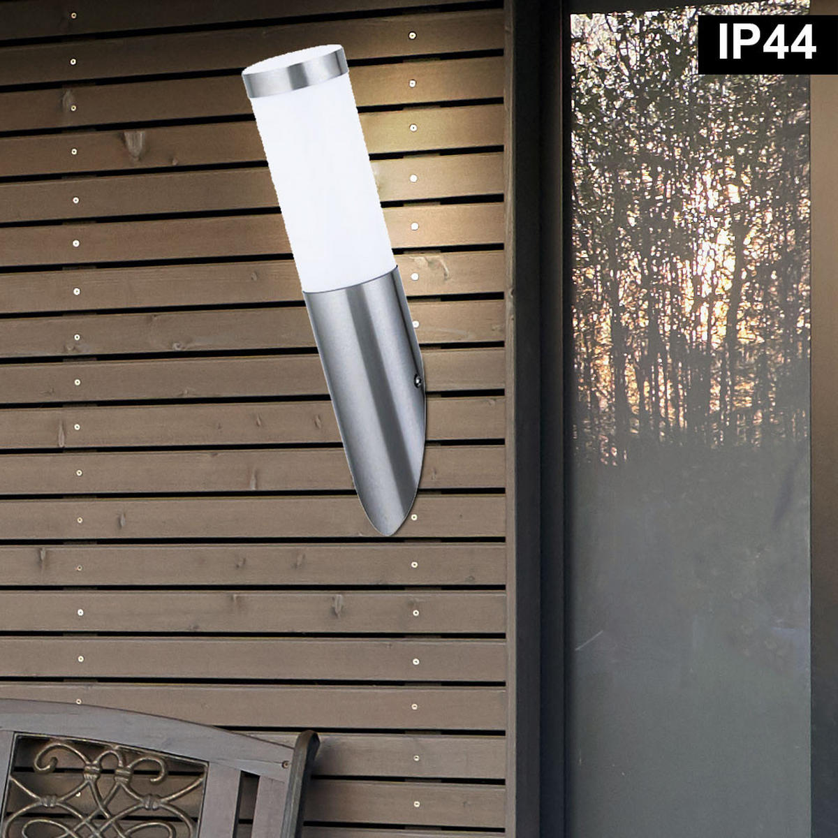LED AUSSEN-WANDLEUCHTE Edelstahl Silber - Silberfarben, Kunststoff (37.6/37.6/7.6cm)