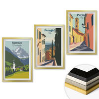 WANDBILDER 3er Set - 40x60 cm Goldrahmen - Berglandschaften und Italien - Goldfarben, Kunststoff (40/60cm) - ArtPrintCave