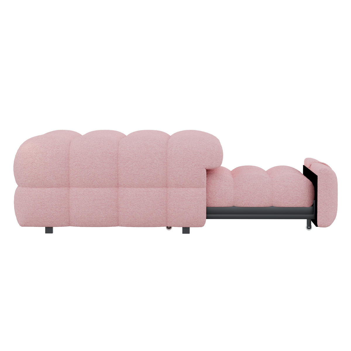 POLSTERBETT in Rosa Teddy-Stoff, Ausziehbares Schlafsofa - Pink, Textil (80/180cm) - KOMHTOM