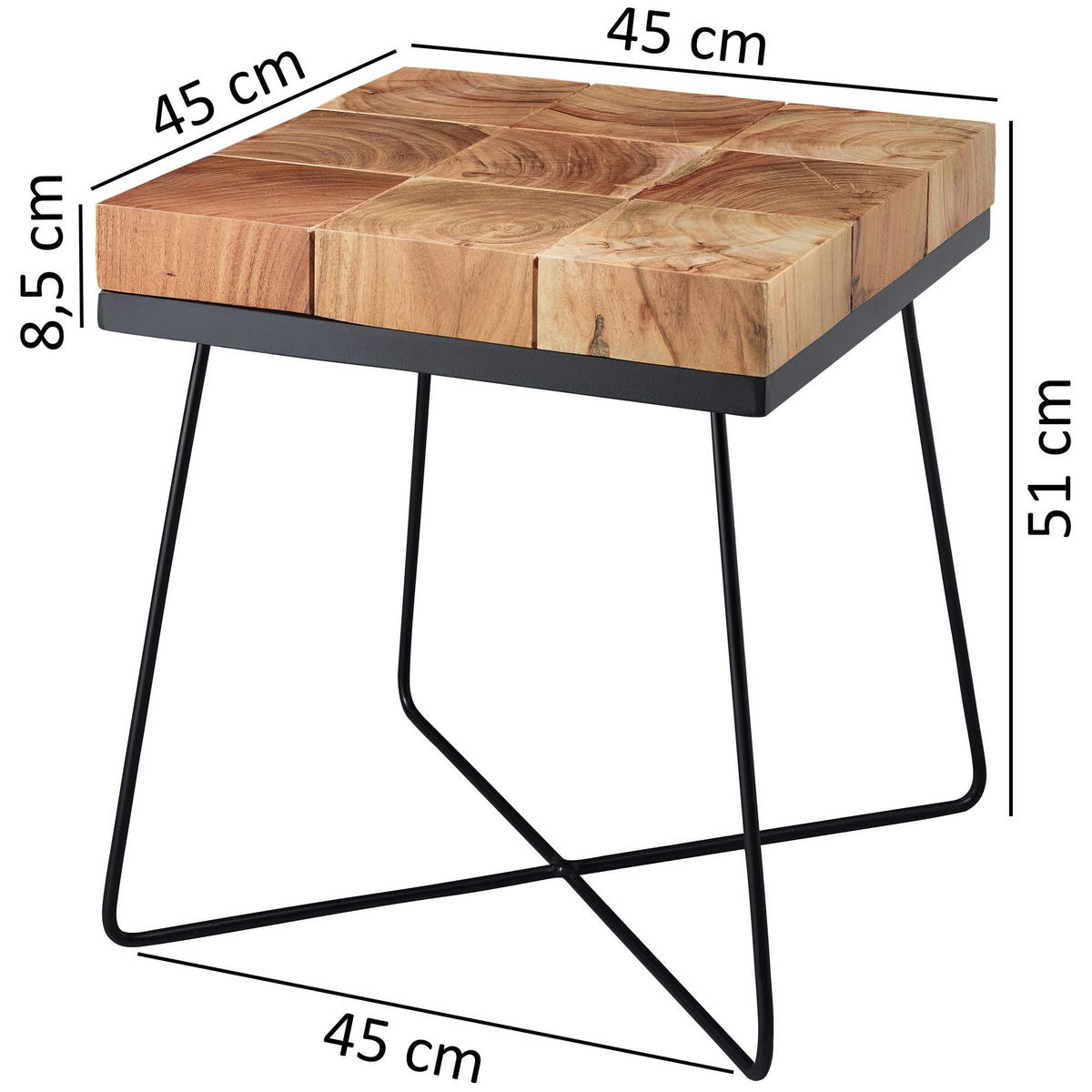 BEISTELLTISCH HILDEGARD Akazie - Akaziefarben, Holz (45/45/51cm) - tinkaro