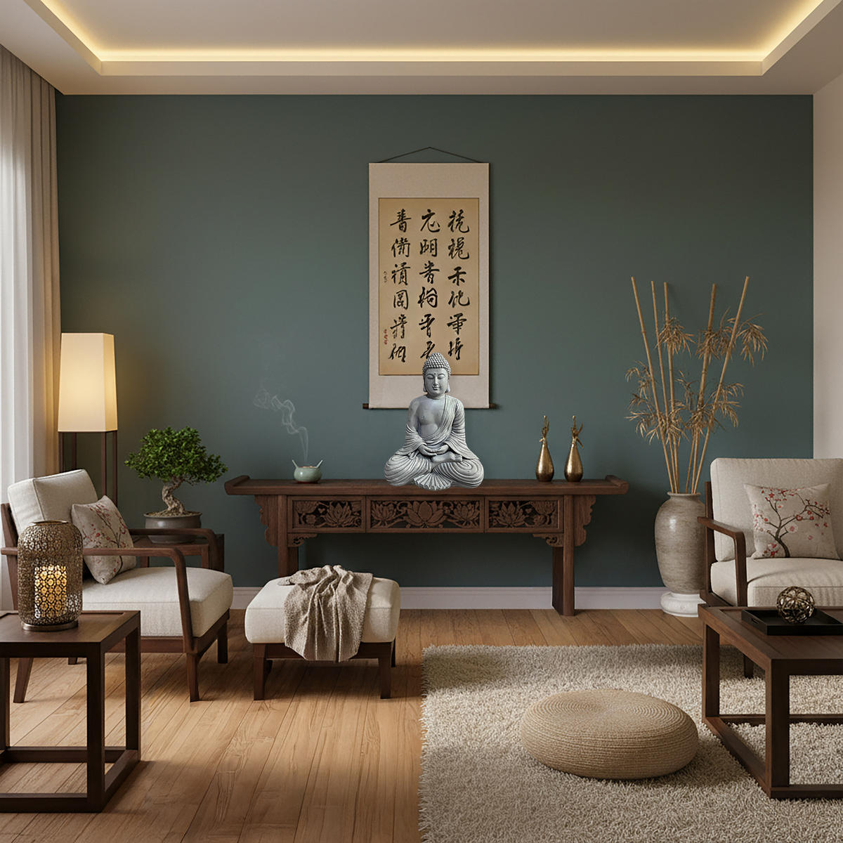 BUDDHA Figur - Grau, Kunststoff (29/42/20cm) - Relaxdays